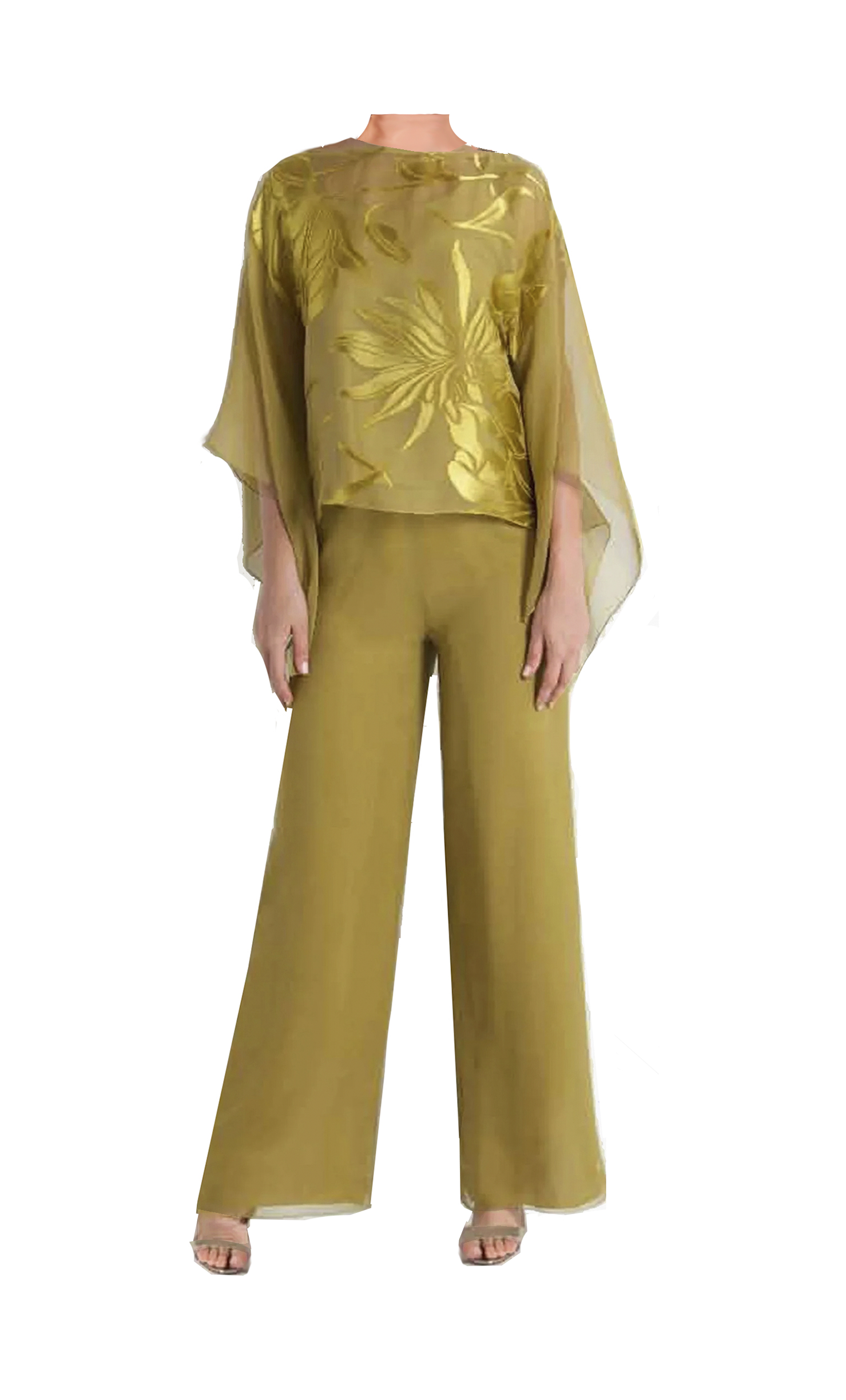 Scarf Sleeve Short Kimono Tunic & Palazzo Pant - Sara Mique Evening Wear