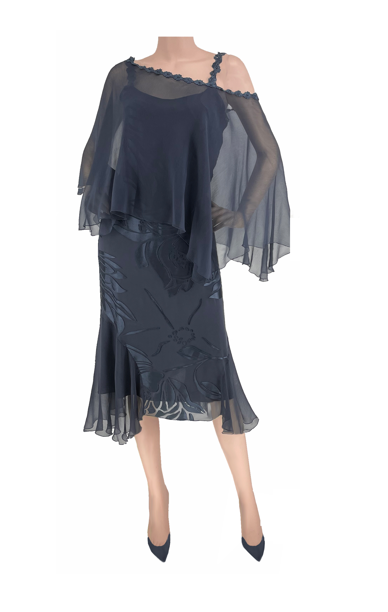Devore Indigo Dress D1834HX - Sara Mique Evening Wear