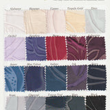 Color swatch card by Sara Mique with fabric samples and names.