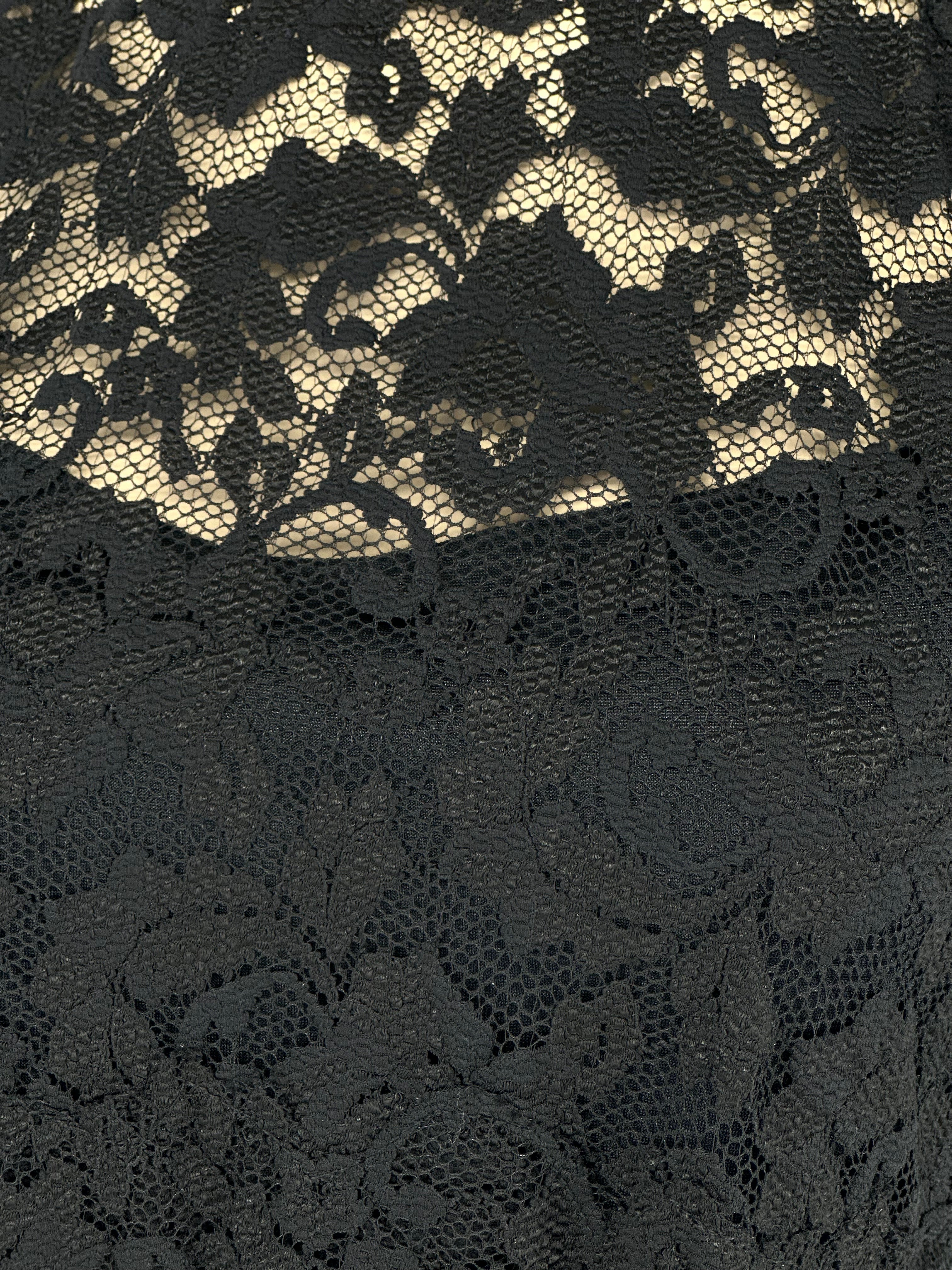 B609 French Lace & Silk Plisse Empire Blouse - Sara Mique Evening Wear