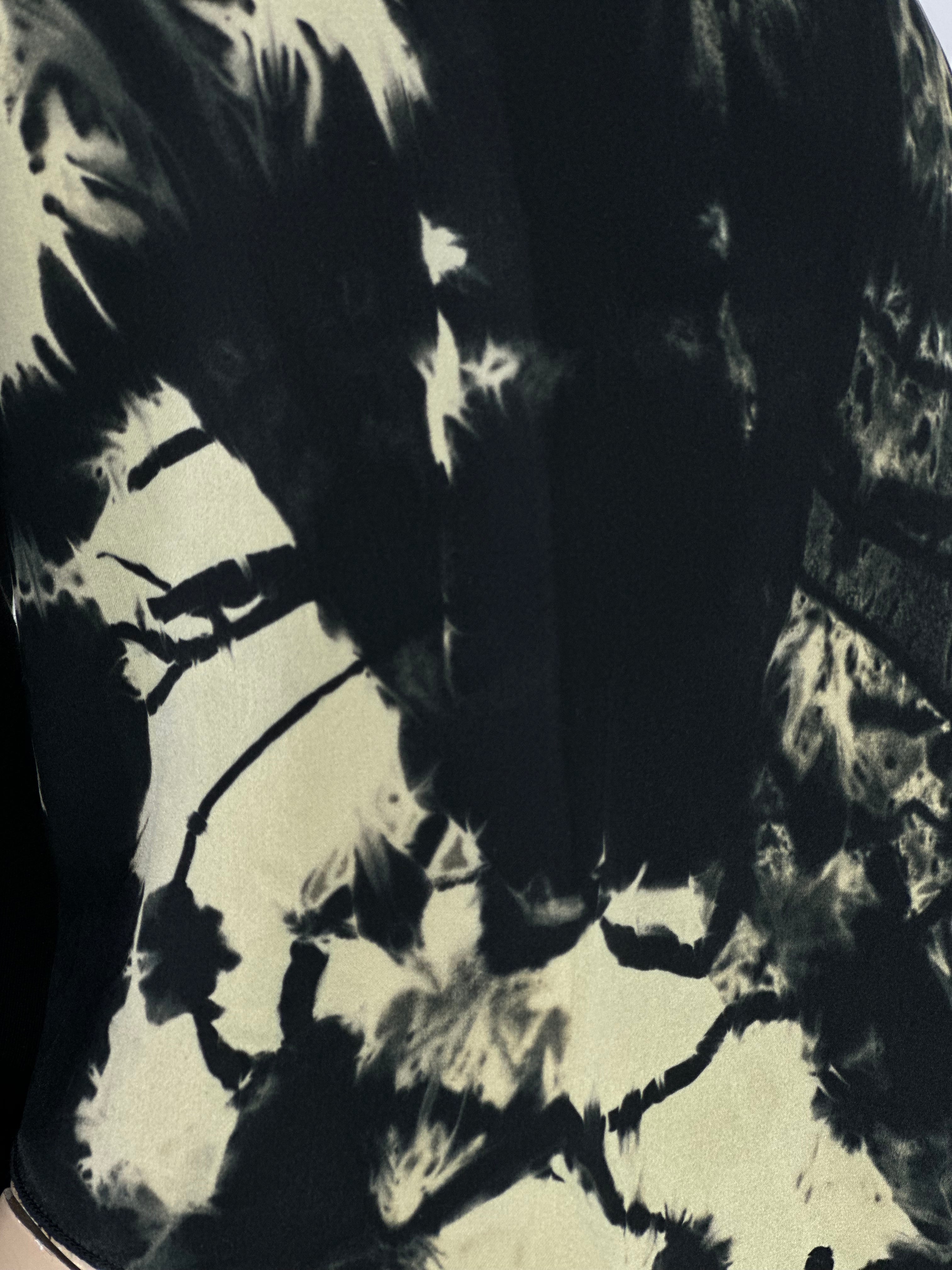 B877 Tie Dye Sleeve Detailed Black Top - Sara Mique Evening Wear