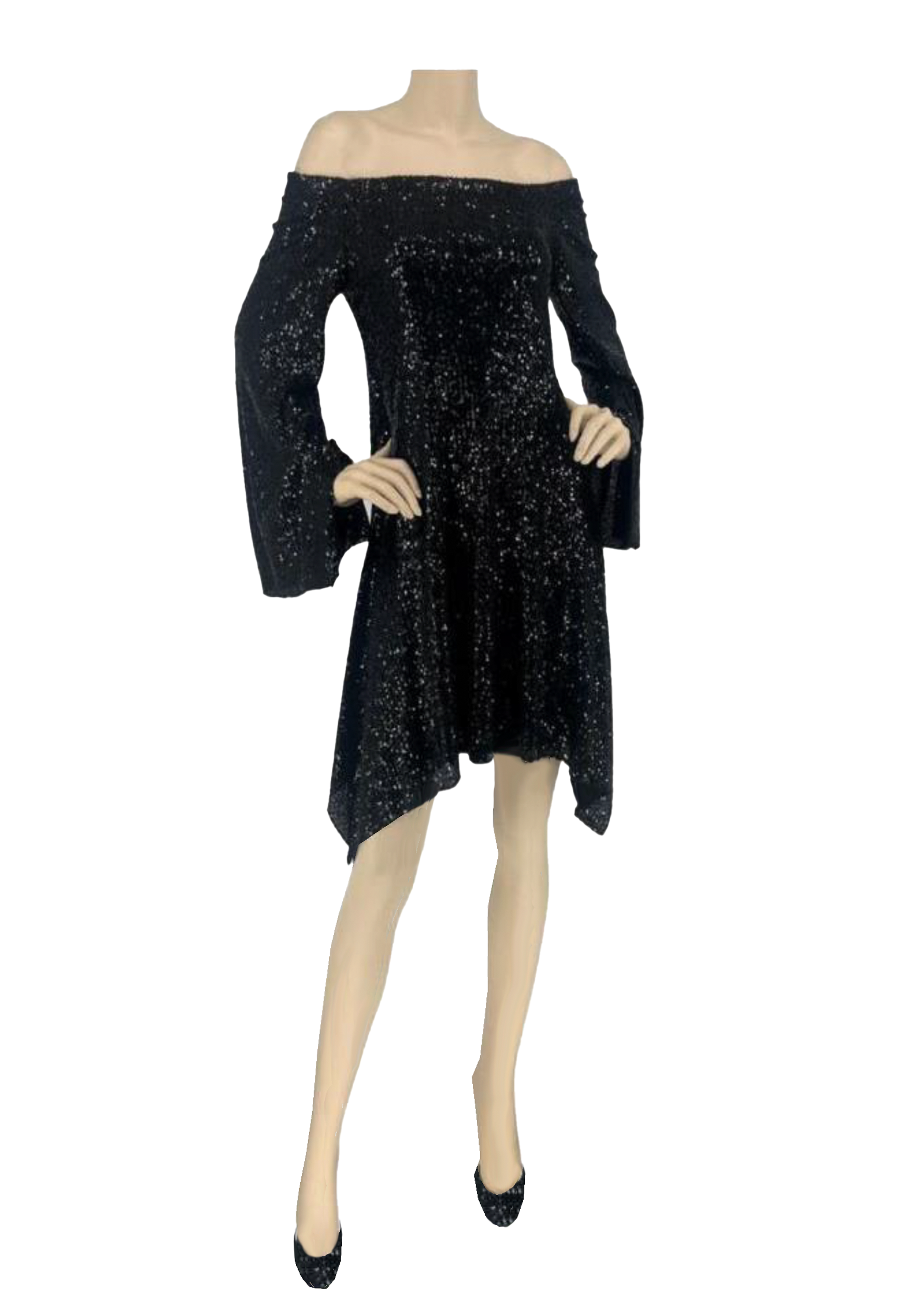 Black Liquid Sequin Skimmer Dress LSD6 - Sara Mique Evening Wear