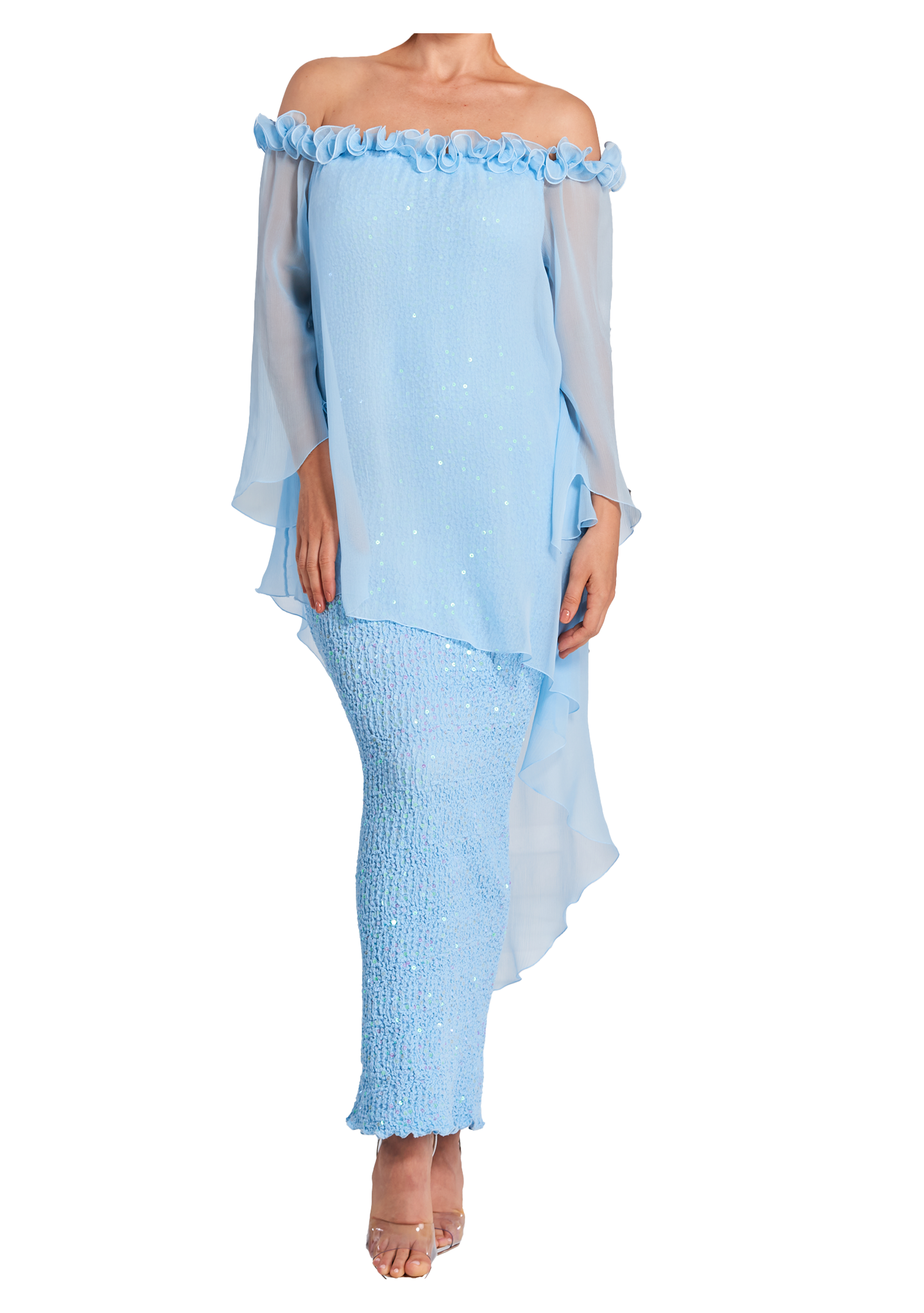 Silk Pucker with Sequin B1596 S1530 Blue Heaven