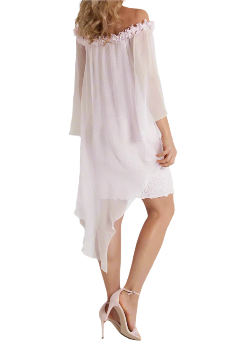 Silk Pucker with Sequin D1565 Ballet Slippers - Sara Mique Evening Wear