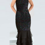 Silk Plisse' Pucker Dress  & Float Set -  D1598 / Float 1598 - Sara Mique Evening Wear