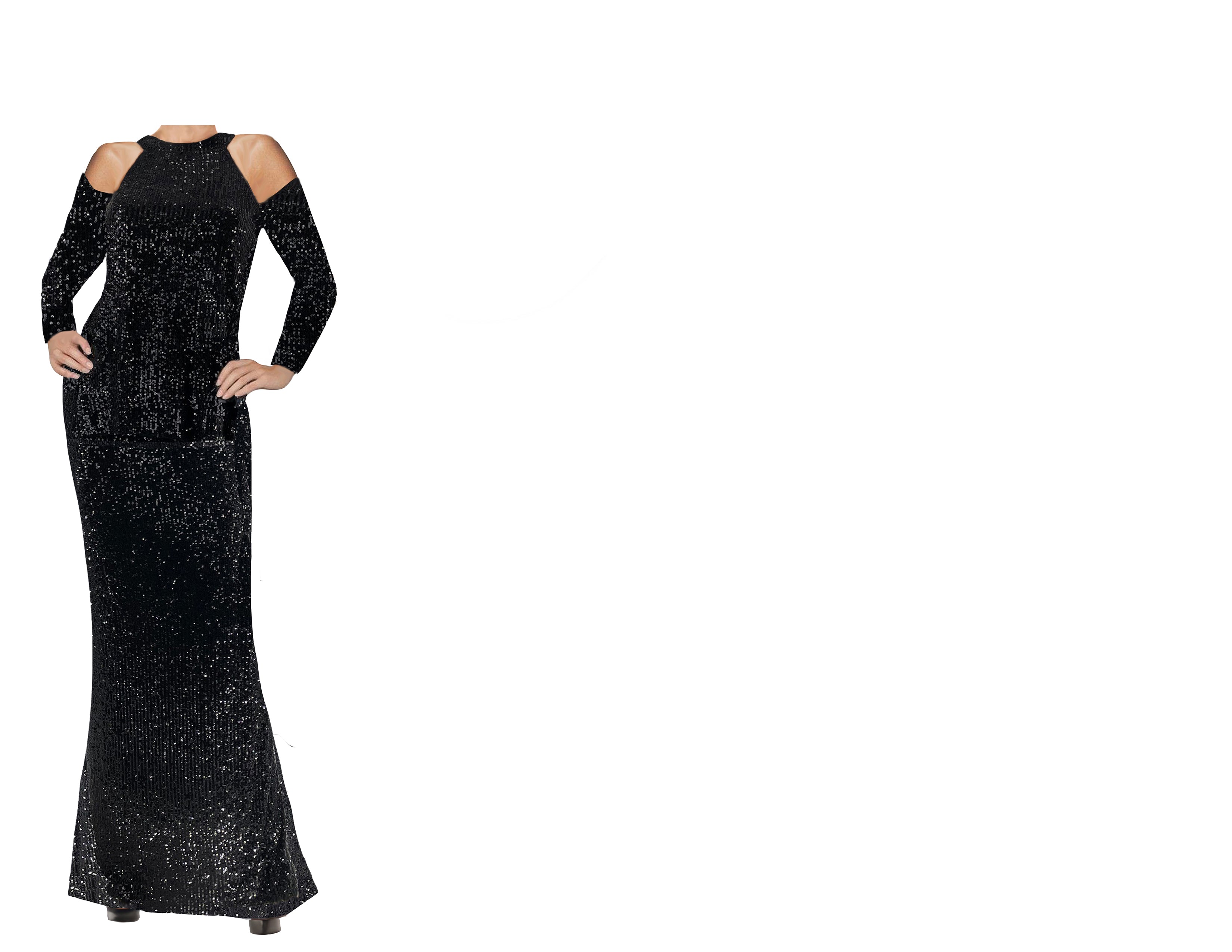 Sequin Halter Neck With Cold Shoulder - LSB21
