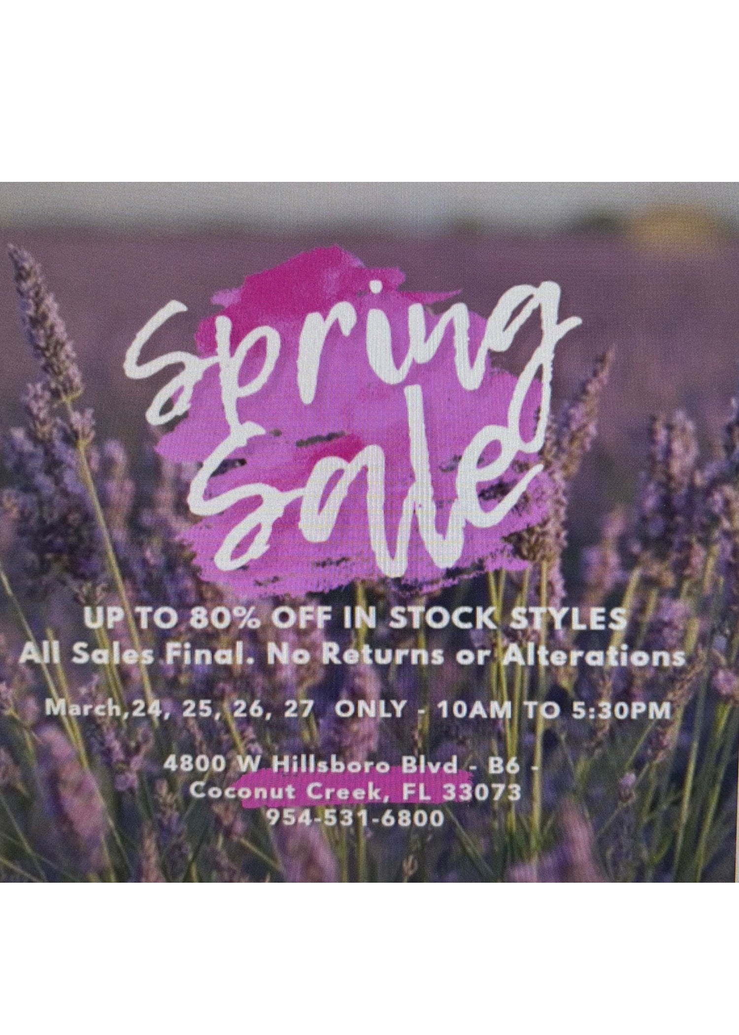 SPRING SALE ON LOCATION ONLY