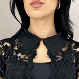 Collared Lace Top - Sara Mique Evening Wear