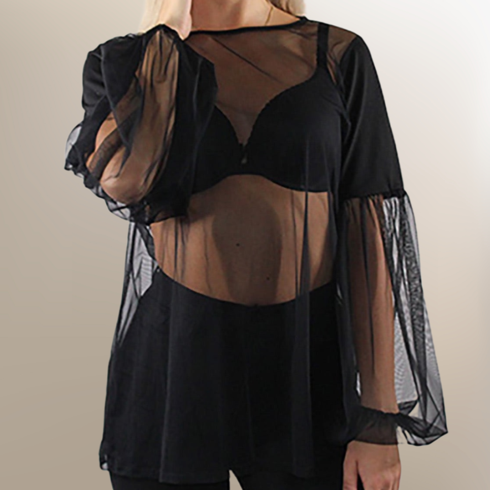 Tulle & Ponte Tunic Top B815 - Sara Mique Evening Wear