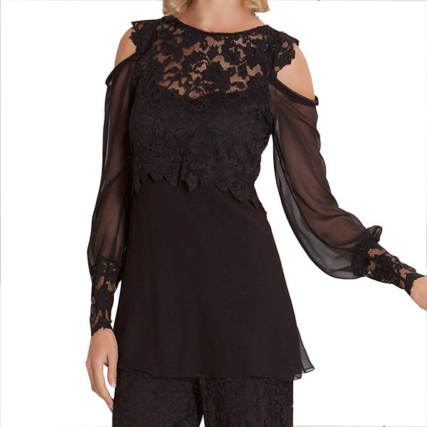 French Rose Lace / Silk Plisse" Cold Shoulder Use Code Home50Off at Checkout - Sara Mique Evening Wear