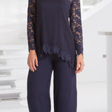 French Lace and Silk Plisse'  - B643 - Sara Mique Evening Wear