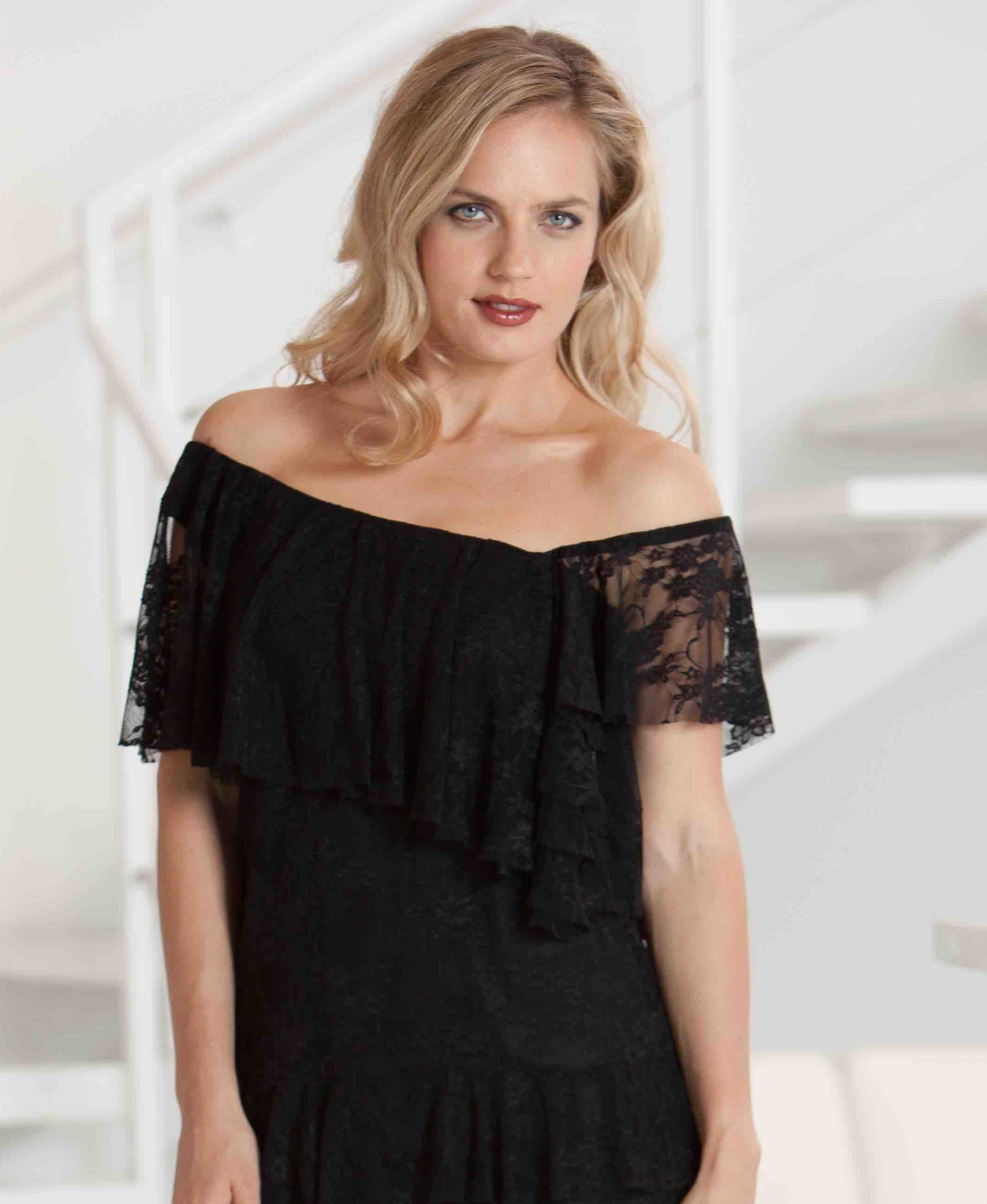 One Shoulder Asymetrical Stretch Lace Top - BSL11 - Sara Mique Evening Wear