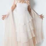 Dress & Stole in Silk Sequin Pucker/ Plisse'- D1558SCOM / Stole 2 - Sara Mique Evening Wear