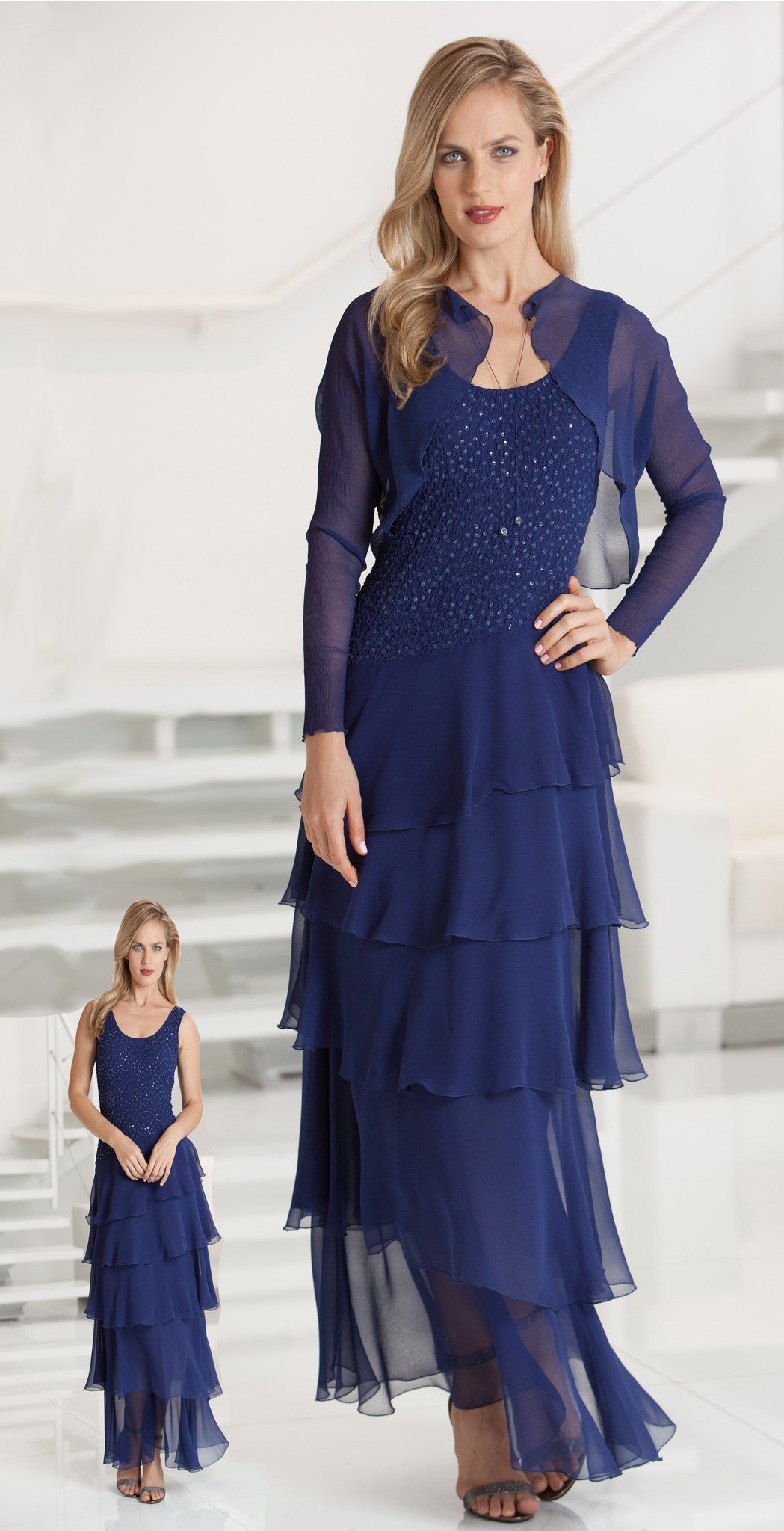 Silk Pucker/Plisse' Layered Skirt - D1559/J1559 - Sara Mique Evening Wear