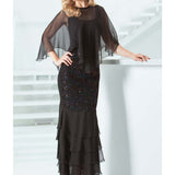 Silk Plisse' Pucker Dress  & Float Set -  D1598 / Float 1598 - Sara Mique Evening Wear