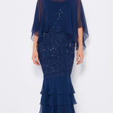 Layers of Silk Plisse' & SequinPlisse' Float8SC / D1598SC - Sara Mique Evening Wear