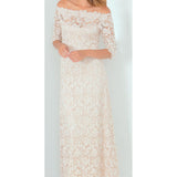 French Flower Lace Full Length Dress - Sara Mique Evening Wear