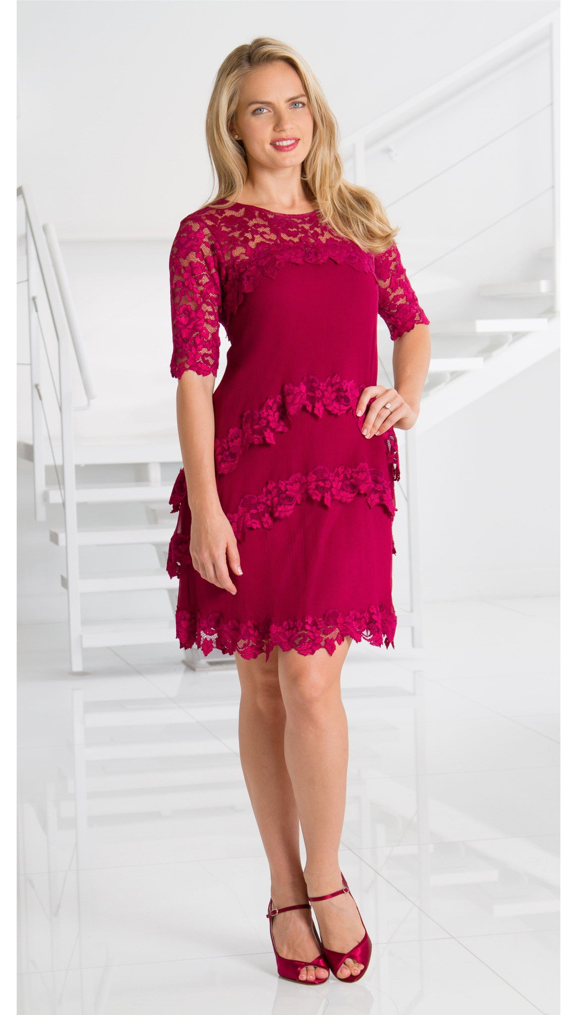 French Lace Dress   D643 - Sara Mique Evening Wear