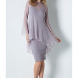 Silk Plisse' Pucker Dress  & Tunic Set - T1501/D153SC - Sara Mique Evening Wear