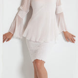 Silk Plisse' Pucker Dress with Sequins & Plisse' Tunic - T1504SC / D153SC - Sara Mique Evening Wear