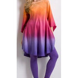 Charmeuse Rainbow Dyed Tunic / Spandex Leggings - Sara Mique Evening Wear