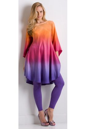 Charmeuse Rainbow Dyed Tunic / Spandex Leggings - Sara Mique Evening Wear