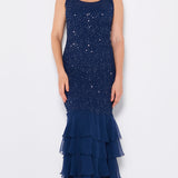 Layers of Silk Plisse' & SequinPlisse' Float8SC / D1598SC - Sara Mique Evening Wear