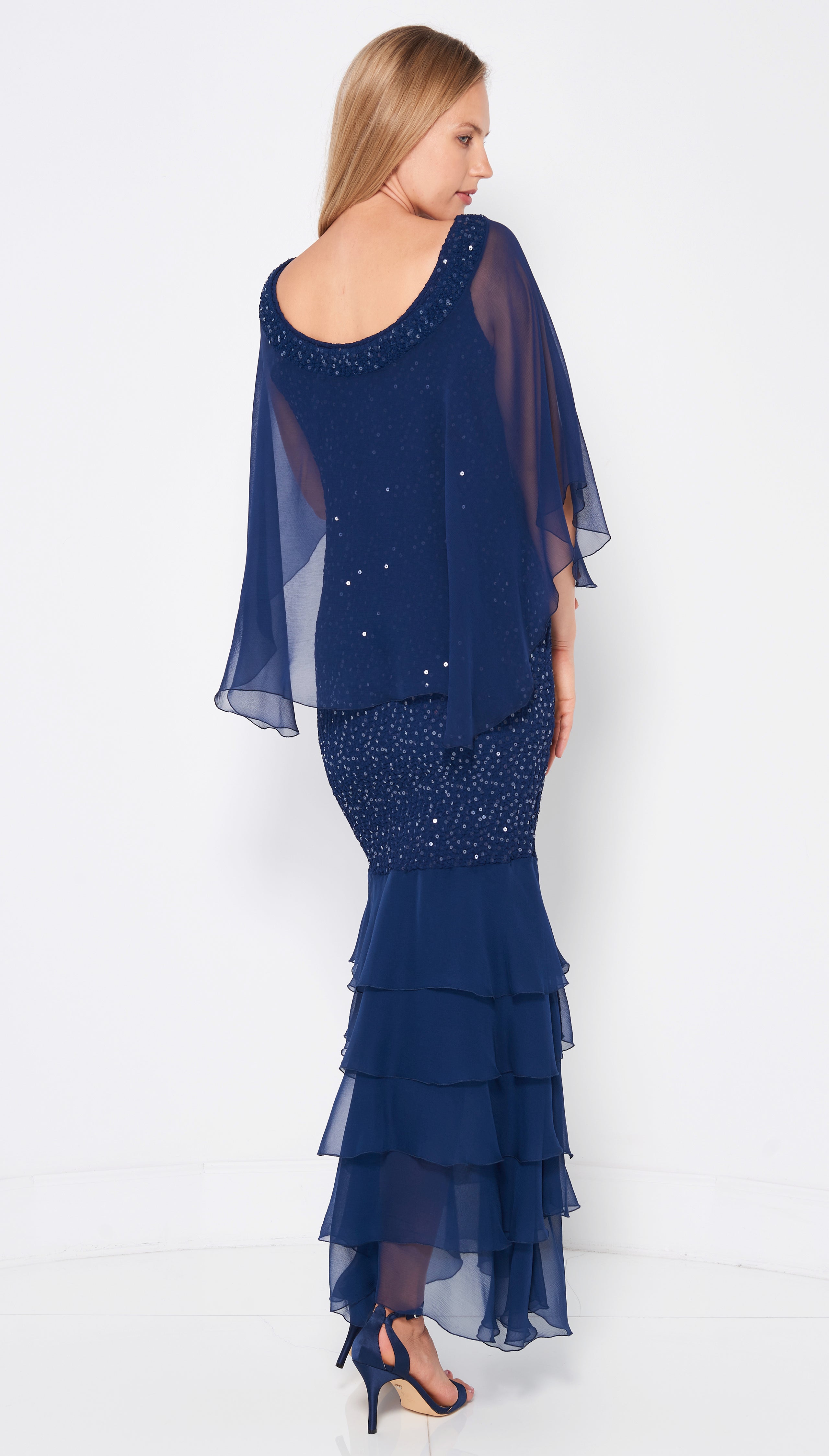 Layers of Silk Plisse' & SequinPlisse' Float8SC / D1598SC - Sara Mique Evening Wear