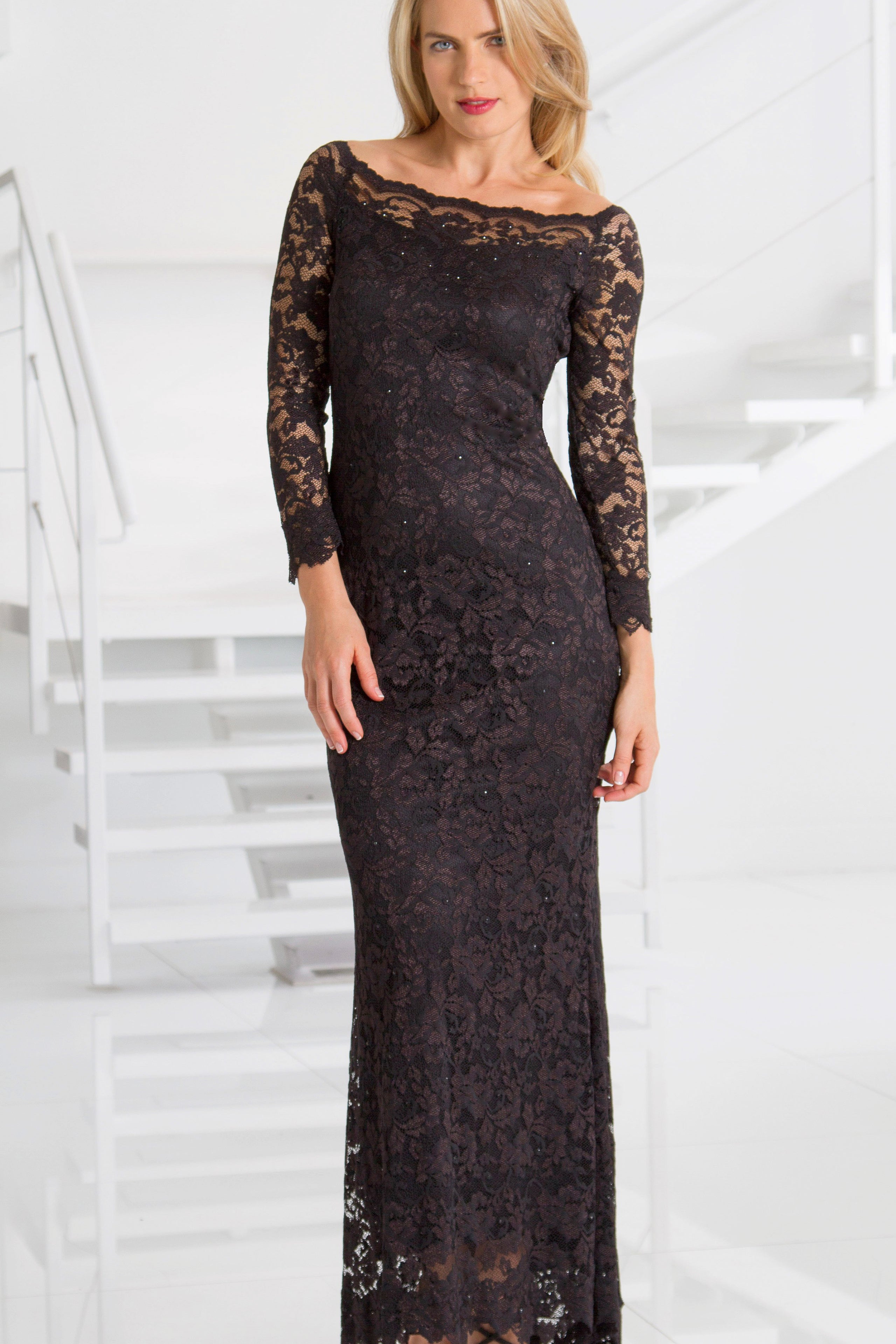 French Lace Dress - D647 - Sara Mique Evening Wear
